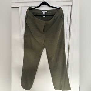 Green corduroy wide leg dress pant
